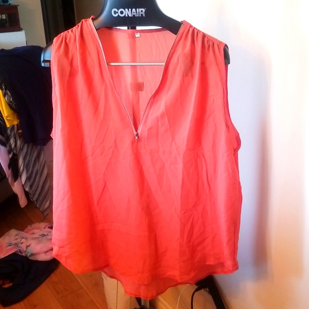 Half Zip Pink Tank Top 3X
